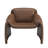Gainsborough Round Arm Accent Chair And Ottoman - Brown Vegan Leather