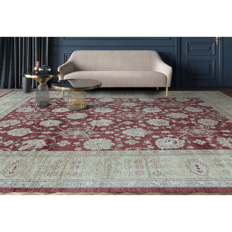 Sultanabad Hand-Knotted High-Quality Red and Gold Area Rug