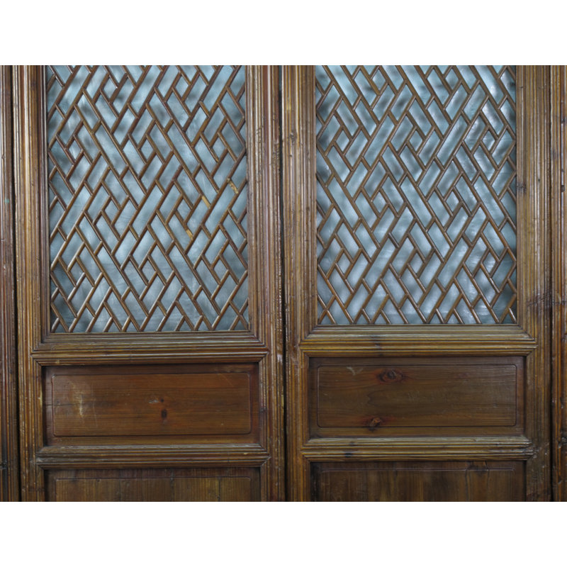 Asian Classic Stained Wood Pivot Screen Door