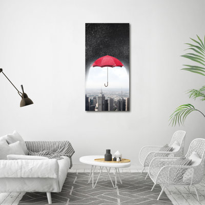 Umbrella over the City 1 Piece Wrapped Canvas Wall Art