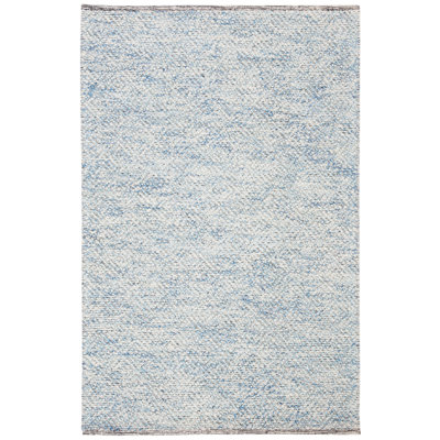 Tapis géométrique bleu en laine et coton tissé à la main Tulane