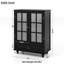 Modern Buffet Server With Double Glass Doors And Solid Wood Legs, For Kitchen, Bedroom - Adjustable Shelving, Smooth Gliding Drawer Sideboard Doors, Hallway, Entryway Shatter Tempered Glass,