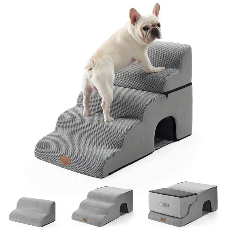 Escalier pour chien pliable à 5 niveaux avec escalier pour chien, Gris