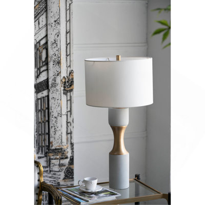15X15x30" Cement With Metal Table Lamp