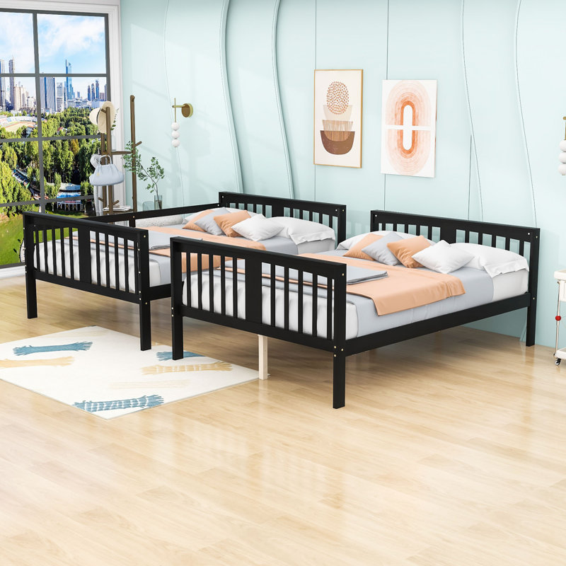 Full-Over-Full Bunk Bed With Ladder And Convertible Design, Espresso