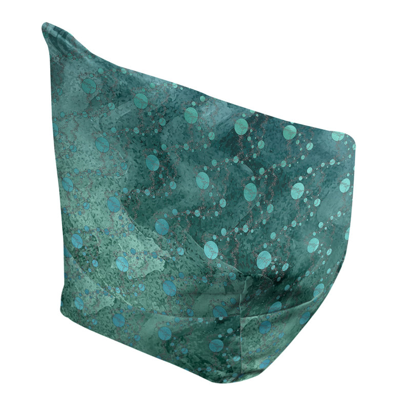 Fauteuil sac de pois Leffel, H 38 po x l 42 po x P 29 po, Pouf fauteuil, Vert / Bleu