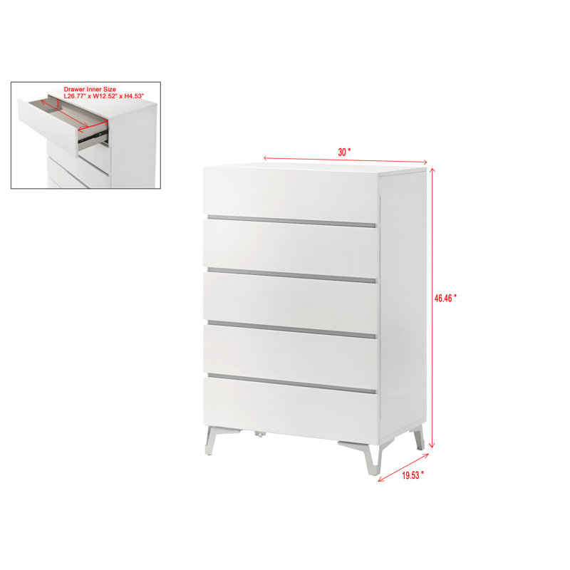 Commode 5 tiroirs 46,5 po La Rochelle