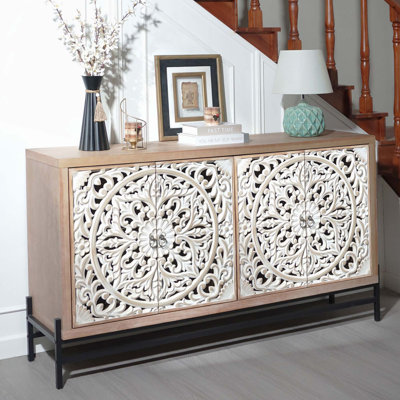 Exquisite Vintage 4-Door Wood Cabinet for Versatile Home Storage by August Grove