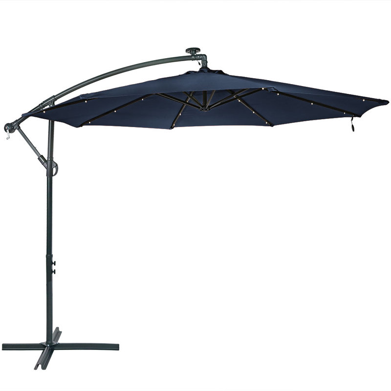 Parasol en porte-à-faux décalé 9,6 pi Eli avec DEL solaires Eli - Bleu marine, Marine