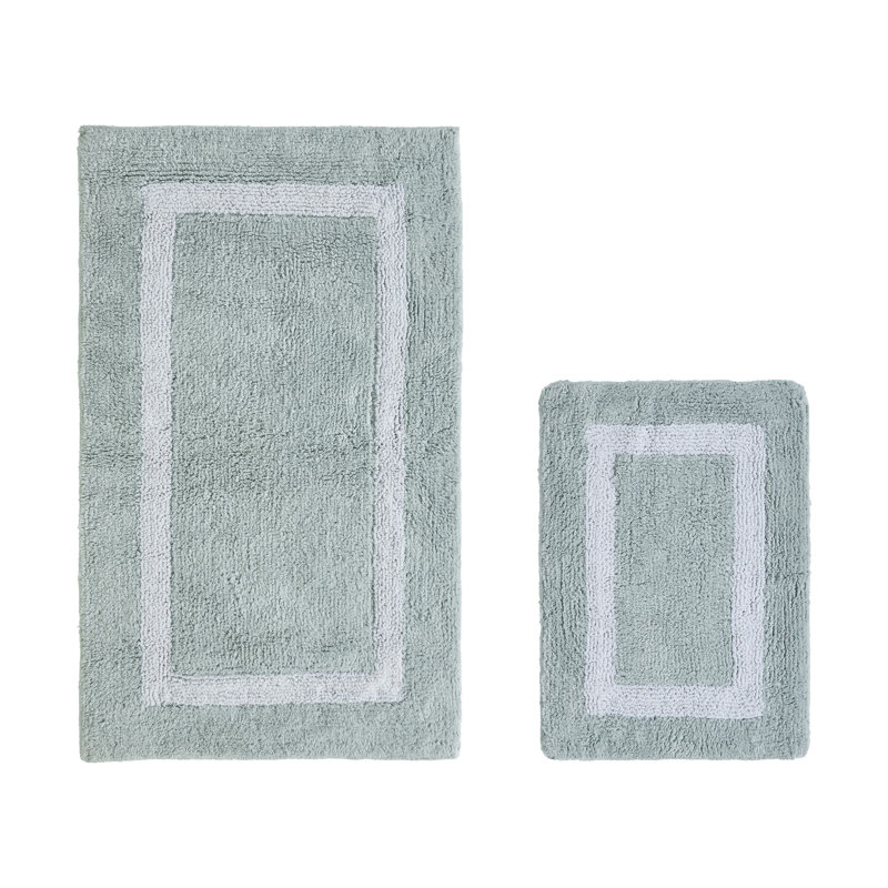 Ensemble de tapis pour salle de bain 2 pièces 100% coton 2370 g / m² Broshouse, tapis de salle de bain touffeté ultra moelleux, super absorbant certifié OEKO-TEX®, réversible, lavable à la machine, confort semblable au spa, bleu / blanc