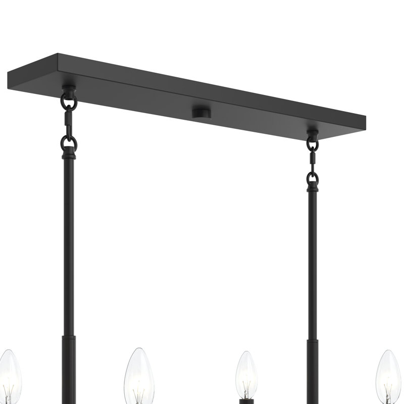 Lustre linéaire à 6 lumières Reines, Noir mat