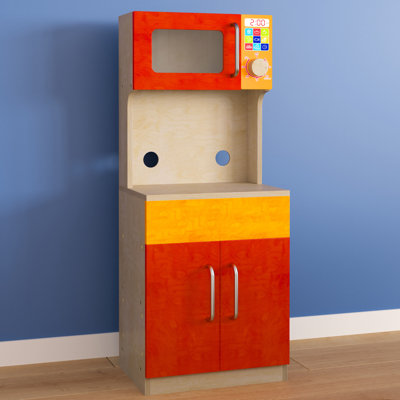 Armoire de cuisine en bois de qualité commerciale pour enfant avec micro-ondes et rangement Bright Beginnings
