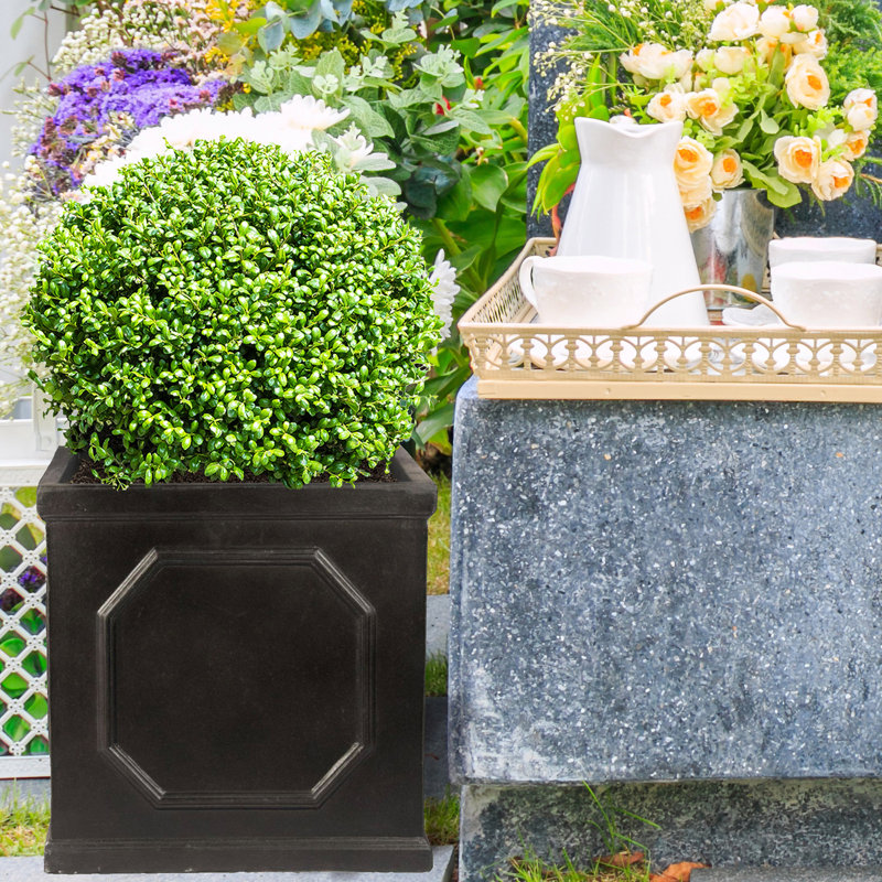 Handmade Planter Box, Dark Grey, 38cm H x 37cm W x 37cm D
