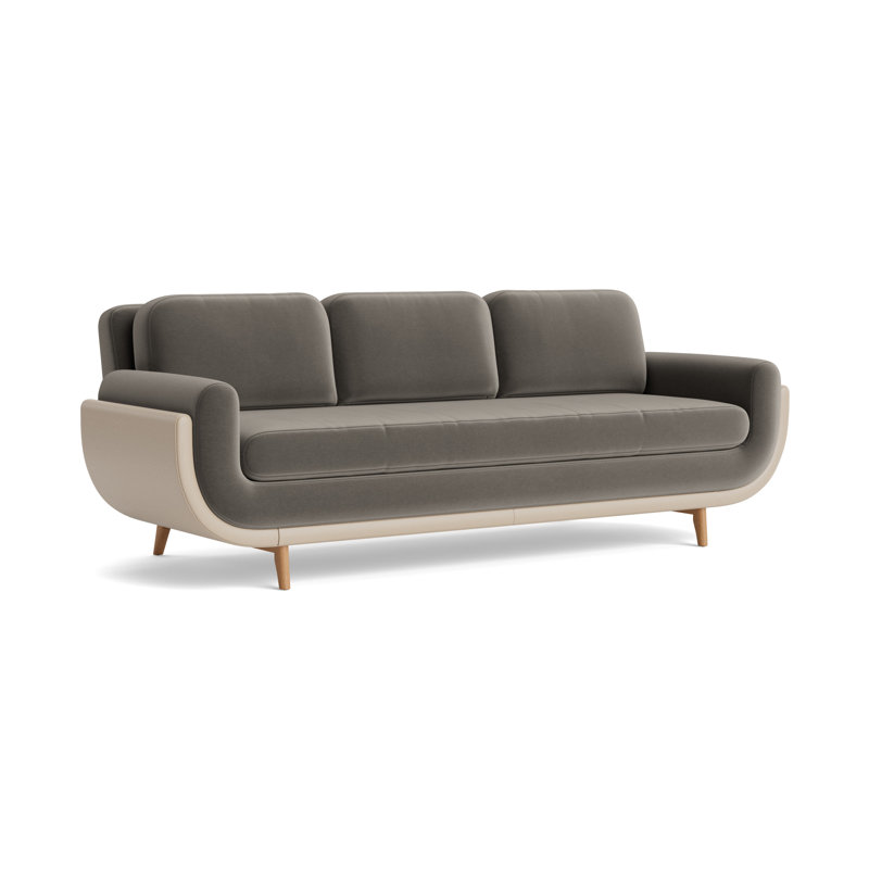Regatta 100 Sofa, Velvet - Graphite/Greenwich Leather - Taupe, Natural