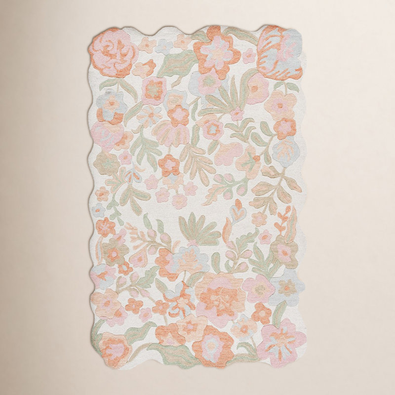 Jardin Hand Tufted Wool;Cotton Floral Indoor Rug, Rectangle 5' x 8'