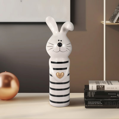 Figurine décorative en forme de lapin en céramique pour la décoration intérieure