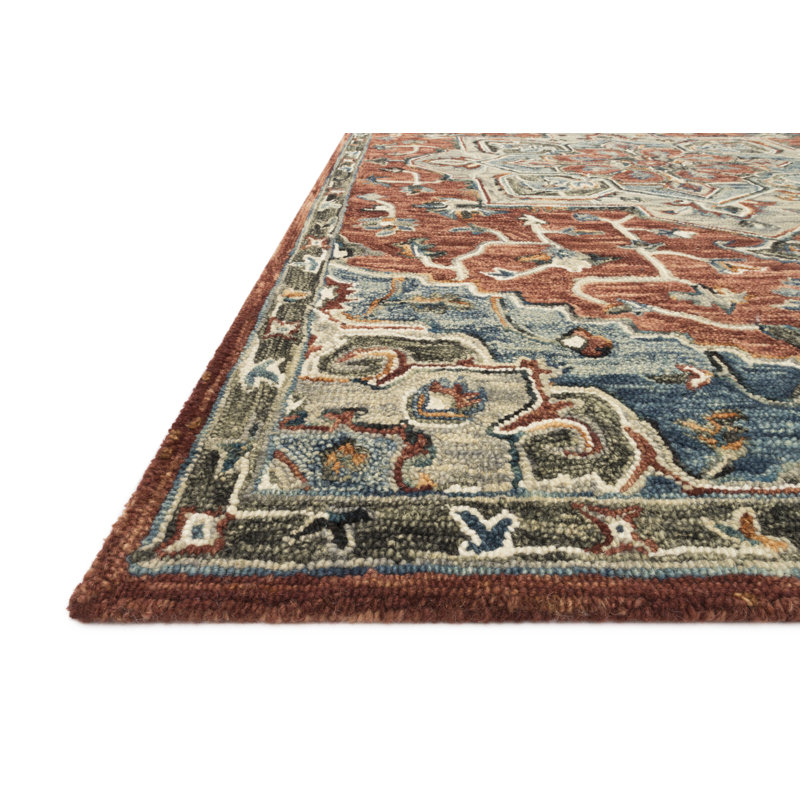 Goncalo Hand Hooked Wool Oriental Indoor Rug, Rectangle 3'6" x 5'6"