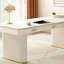 Bureau blanc avec tiroirs en pierre blanche avec tiroirs-2103843179