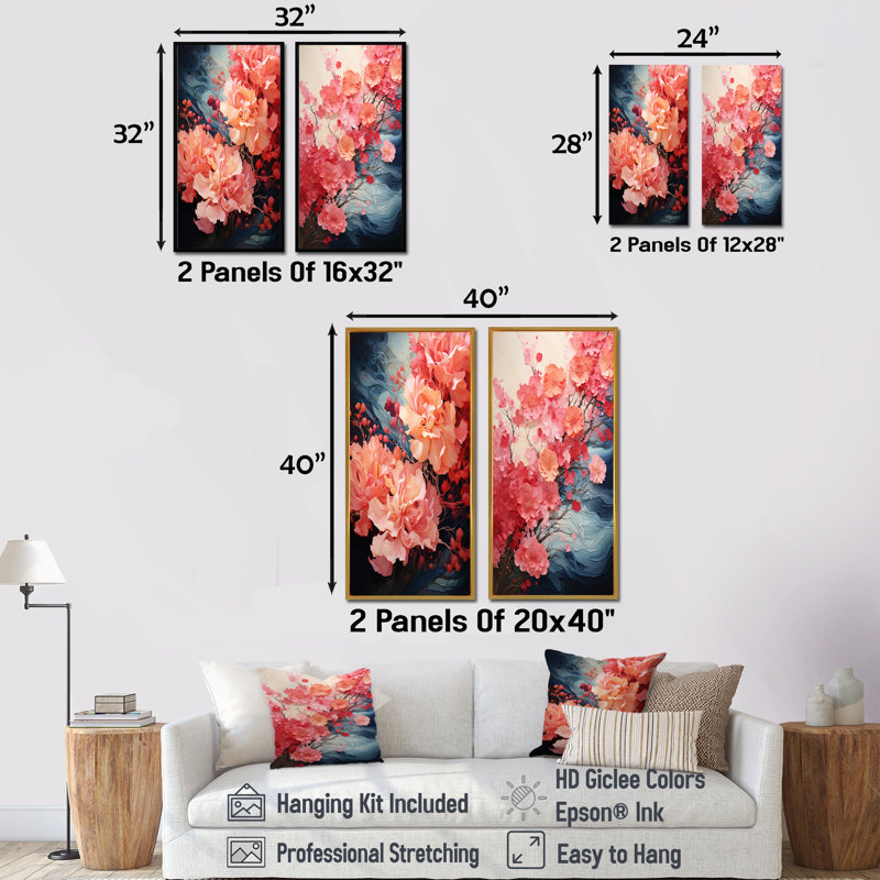 Ensemble de salon Folkston - Abstract Botanicals, H 28 po x l 25 po, Toile tendue