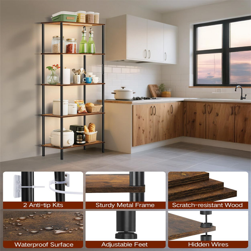 170.5cm H x 60cm W Metal Etagere Bookcase