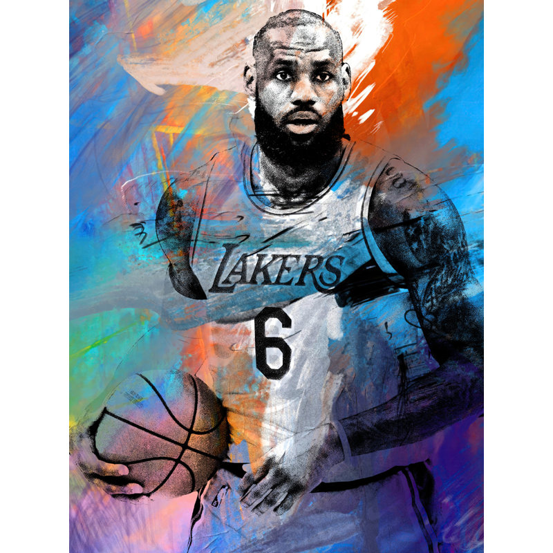 Lebron James sur toile par Stephen Chambers, H 24 po x l 20 po x P 1,5 po