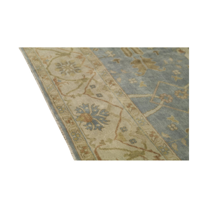 Hand-Knotted High-Quality Brown and Blue Area Rug