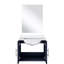 Meuble-lavabo de salle de bain au fini bleu marine - 24 po X 22 po, quartz blanc, miroir 18 po, comptoir en quartz spacieux, fonction de fermeture en douceur incluse-130628992