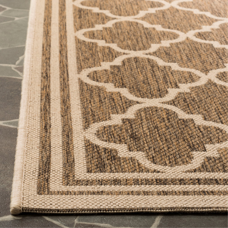 Ferrill Linden 100 Performance Geometric Indoor/Outdoor Area Rug, Square 6'7"