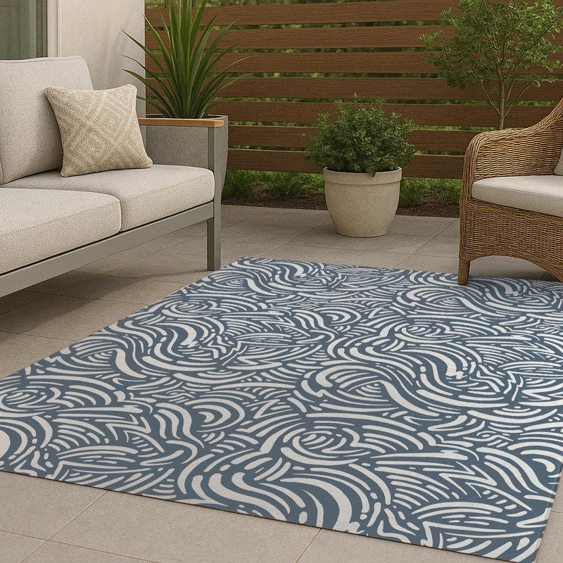 Cozy Swirl Non-Slip Outdoor Rug, Rectangle 3' x 5'