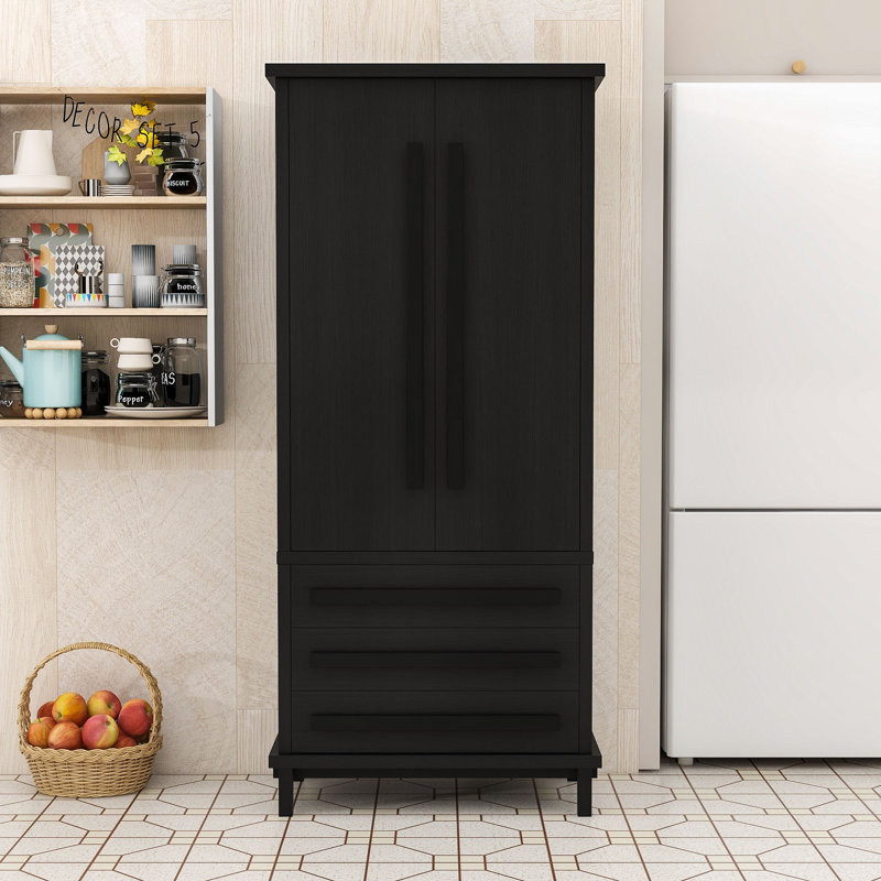 Armoire de rangement élégante en bois - tablettes réglables, charnières silencieuses, Noir