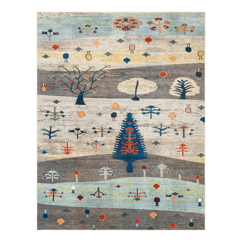 Washable Floral Indoor Rug, Rectangle 7'10" x 10'