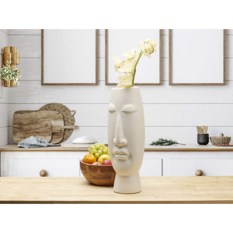Ceramic Face Table Vase, White