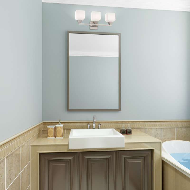 Éclairage pour meuble-lavabo à 3 lumières à intensité variable Billington, Nickel brossé, Opale satinée blanche