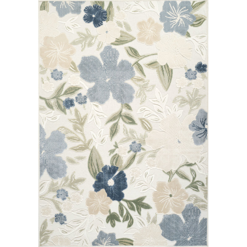 Tapis intérieur / extérieur bleu ivoire Abani Rugs SAK110A Liburna, 5 pi 3 po x 7 pi 7 po