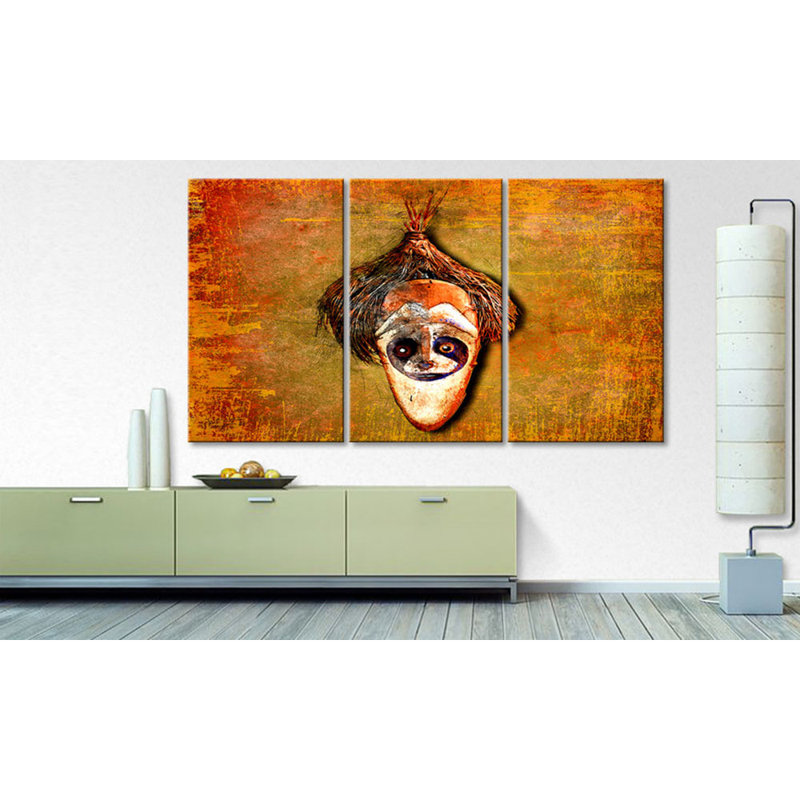 Block Head - Wrapped Canvas Print, 100 cm H x 180 cm W, 3 Piece Canvas Set