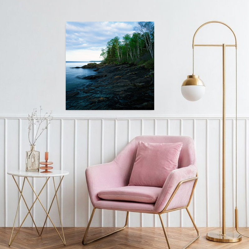 Rocks and trees along Lake Superior shoreline Cascade River State Park Minnesota USA. 1 Piece Wrapped Canvas Wall Art