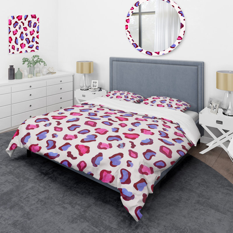 Ensemble de housse de couette en microfibre rose / bleu / brun 3 pièces