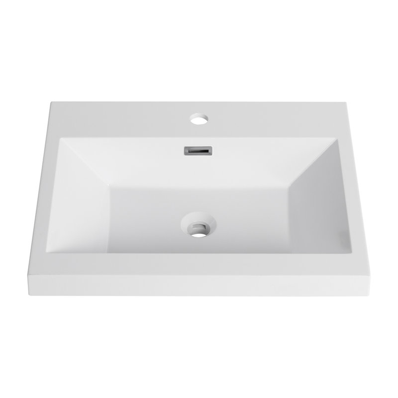 Lavabo de salle de bain 24 po en résine blanc brillant pour une performance durable et brillante