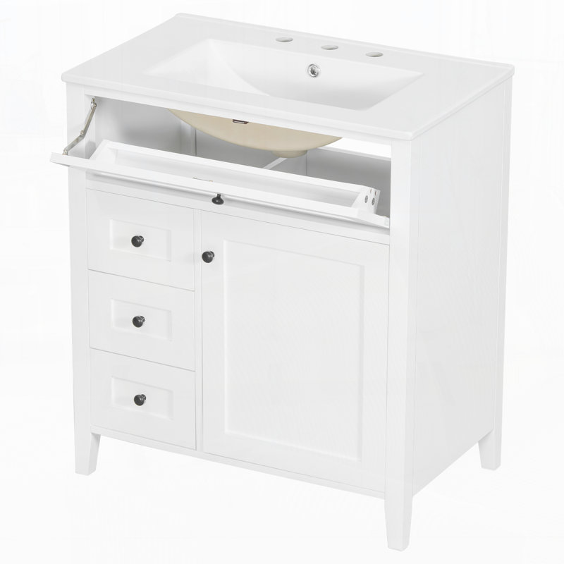 Meuble-lavabo de 30 pouces avec lavabo, Blanc