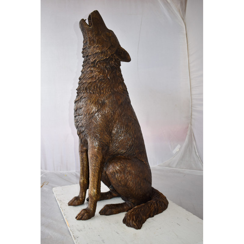 Statue en bronze Deantay Hurlant regardant vers le ciel, taille: 19 po x 19 po x H 36 po
