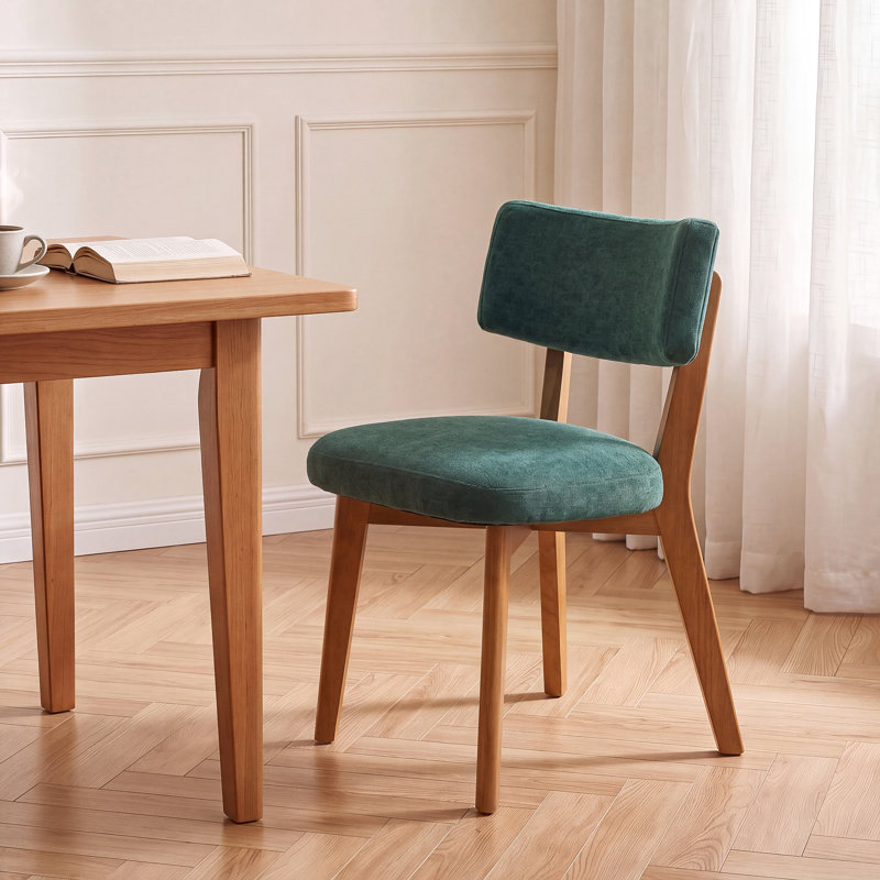 46 cm H Linen Side Chair in Green
