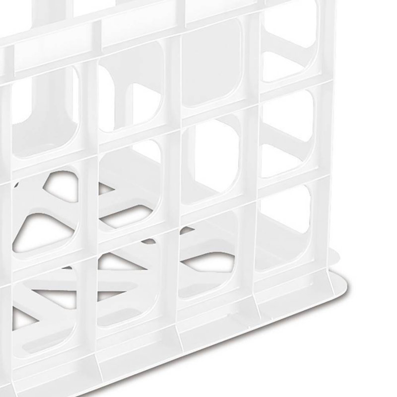 Sterilite Storage Crate, Stackable Plastic Bin Open Basket with Handles, 6, White