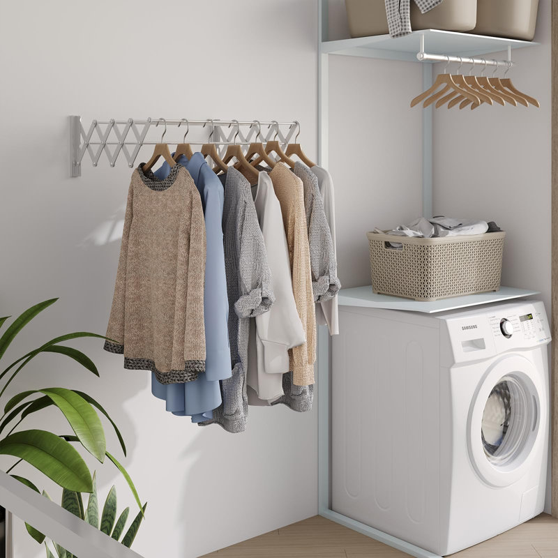 Rustproof Accordion Retractable Drying Rack, 8.31" H x 25.2" W x 25.2" D