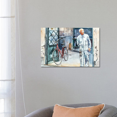 Bicycle Repairman 1 Piece Wall Art on Canvas