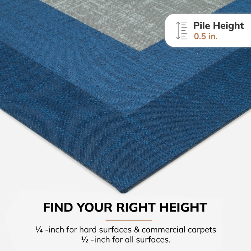 Ponca Blue and Gray Rectangular Office Chair Mat