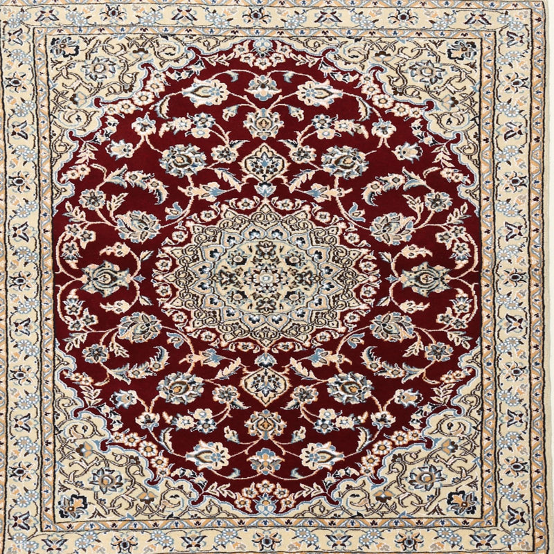 Tapis traditionnel mehroon/bleu ciel, Carré 4 pi