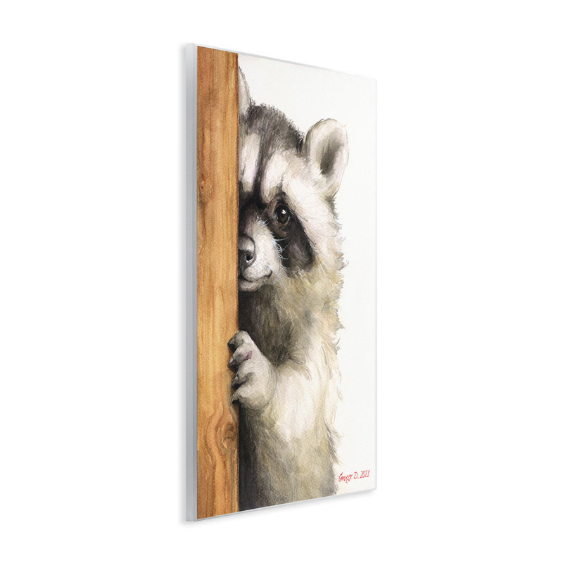 «Peering Raccoon» par George Dyachenko, H 19 po x l 13 po x P 0,5 po