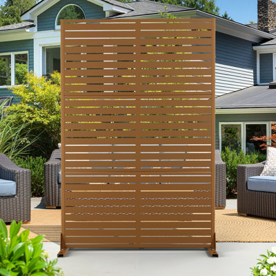 Louvered Metal Privacy Screen with Stand – Weather-Resistant Freestanding Fence for Patio and Deck by FLIZE