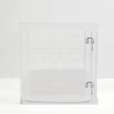 Medium Clear View Pet Crate with Silver Latch, Khaki Cushion