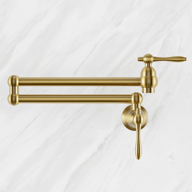 Plaisir Retractable Wall Mount Pot Filler Faucet In Polished Chrome, Or brossé